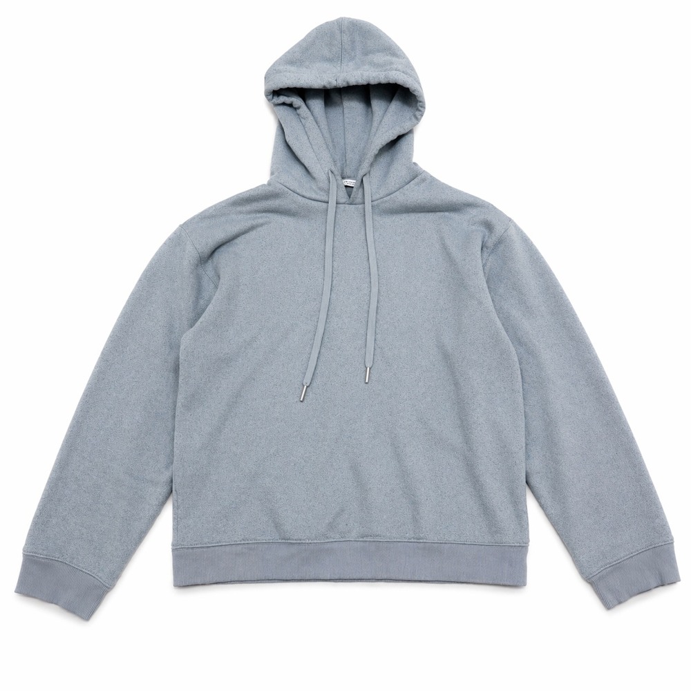 Zara Womens Textured Knit Hoodie Blue Gray Long Sleeve Cotton Blend Pullover M